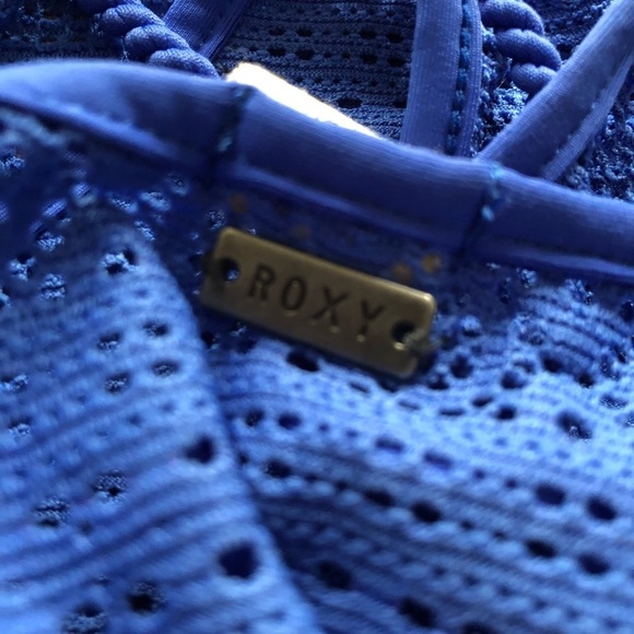 Roxy swimsuit coverup Blue stretchy mesh Long Tank Racerback Summer Swim Small - Picture 4 of 6